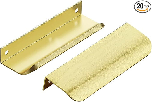 Ravinte Hardware 20 Pack Gold Cabinet Handles, 4.75 Inch (120mm) Finger Edge Pulls, 3.75 Inch Hole Center, Finger Pulls for Cabinets