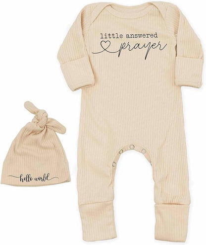 Little Answered Prayer Bodysuit Infant Romper Baby Announcement 0-3 Months Clothes Cute Religious Boys Girls Outfit