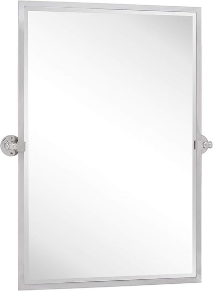 TEHOME Chrome Pivot Mirror Tilt Bathroom Mirror in Polished Nickel Tilting Beveled Vanity Mirrors in Chrome, 28.5x36''
