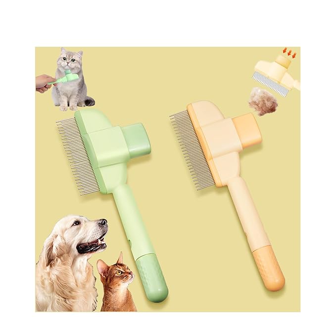 2 Pcs Brush for Cats, brush Cat Comb, Avatore brushs-Removes Fur & Relieves Pain, Upgrade Dog and Cat Hair Removal with Release Button, Multi-function Grooming Brushs for Short&Long Cats-Mewly Pet