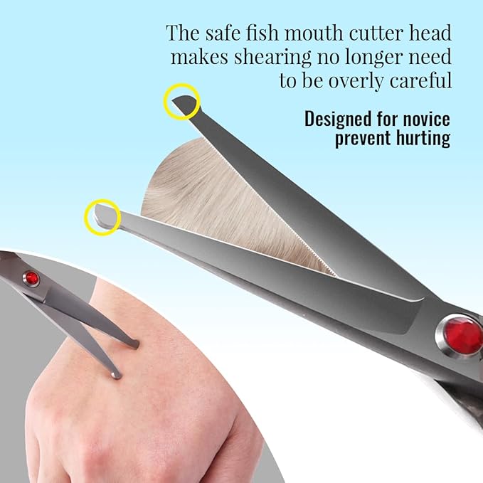 4.5" Dog Grooming Scissors - 3 Pcs Curved & Straight Thinning Shears for Small Dogs & Cats - Japan 440C Stainless Steel-Mewly Pet