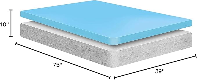 Modway Aveline Gel Infused Memory Mattress with CertiPUR-US Certified Foam, Twin, White