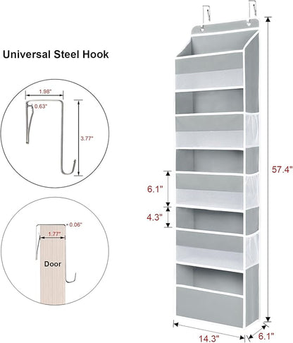 Univivi Hanging Storage Organizer Nursery Closet Cabinet Baby Storage with 5 Large Compartments 6 Side Pockets for Cosmetics, Toys and Sundries (Grey)