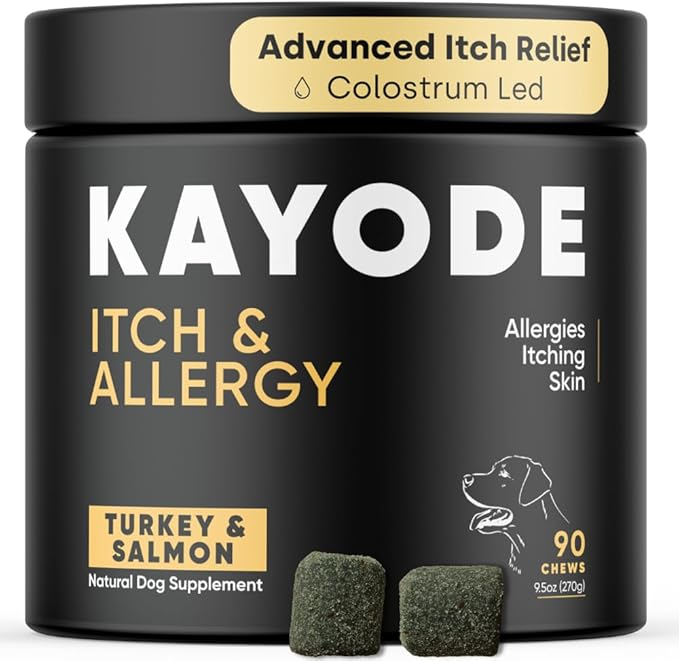 Kayode Itch & Allergy - Natural Dog Allergy Chews with Advanced Itch Relief. Premium Colostrum & Bee Pollen for Dog Allergies. Natural Alternative to Allergy Medicine-Mewly Pet