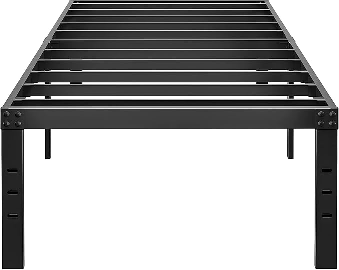 ALDRICH 18 Inch Metal Twin Bed Frame - Black Basic Steel Slats Platform, Easy Assembly Heavy Duty Noise Free Bedframes, No Box Spring Needed