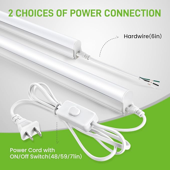 Pak 4FT LED Shop Lights, 2300LM 6500K Cool White, 20W Energy-Saving Super Bright Linkable T5 Ceiling and Under Cabinet Lighting Fixture for Garage, Workshop, Basement, Warehouse, FCC Certified, 6 Pack
