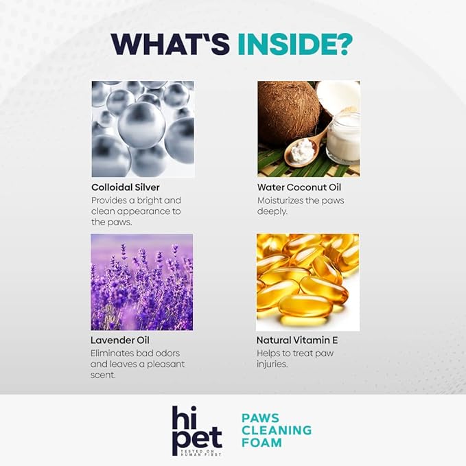 Hi Pet Dog Paw Cleaner Foam with Built-in Paw Scrubber Brush, Paw Cleaner for Dogs and Cats, Cat and Dog Paw Moisturizer, Effortless and Easy-to-Use Bottle Design Dog Feet Cleaner (Pack of 2)-Mewly Pet