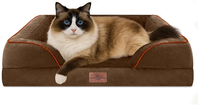 Comfort Expression Small Dog Beds Waterproof Cat Beds Orthopedic Foam Sofa Beds for Small Dogs Comfy Pet Bed with Washable Removable Cover & Non-Slip Bottom(XX-Small,Chocolate Brown)-Mewly Pet