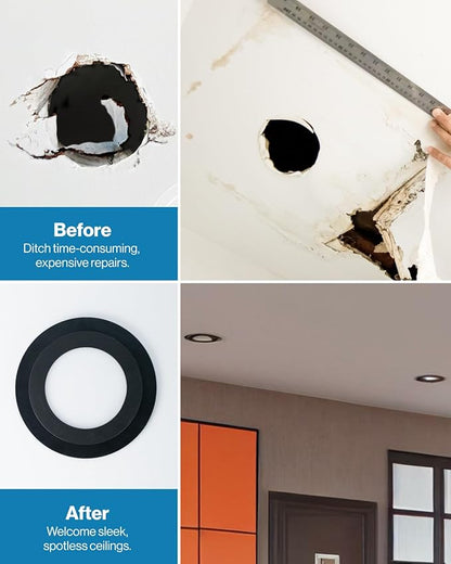 Sunco 12 Pack Goof Rings for 6 Inch Recessed Lights, Flush Mount Black Can Light Trim Ring Cover, Outer Diameter 8.6 Inch, Inner Diameter 6.2 Inch, Paintable Surface, Matte Finish
