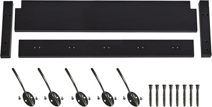 YMYNY Coat Rack Wall Mount with Shelf, 2 Pack 23.6" Coat Hooks Coat Hanger Wall Mount, Wall Hooks for Hanging, Hat Rack for Wall, Towel Hooks for Bathrooms, Black UHWS004B-2