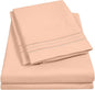 Sweet Home Collection King Size Sheet Set with Built-in Sheet Straps - Deep Pocket Fitted Sheet, Flat Sheet & Pillowcases - Soft, Wrinkle-Free, Secure Fit - Peach