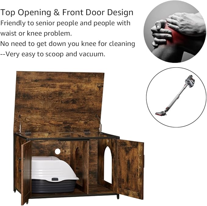 unipaws Top Opening Cat Litter Box Enclosure, Friendly to Elderly People, Waist or Keen Problem People, XL Extra Large Cat Box Furniture, High Jumbo Automatic Litter Box Cover Hidden for Large Cat-Mewly Pet