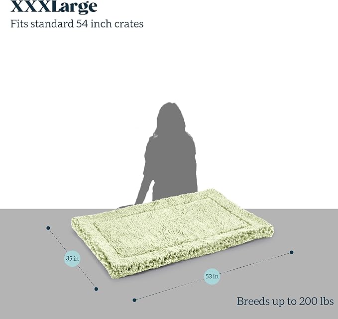 Stoutwool Indestructible Dog Bed - Fluffy Chew Proof Dog Crate Pad - Tough Kennel Pad for Aggressive Chewers - Washable, Ideal for Jumbo Breeds & Fits 54-Inch Crate - 53"x35", Gleam-Mewly Pet