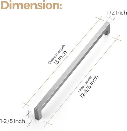 Ravinte 3 Pack Square Cabinet Handles - Satin & Brushed Nickel Drawer Pulls - 12-3/5 Inch Kitchen Cabinet Hardware