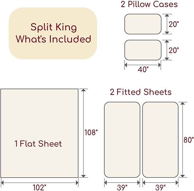 Mellanni Split King Sheets Set - 5 PC Iconic Collection Bedding - Hotel Luxury, Extra Soft, Cooling Bed Sheets - Wrinkle, Fade, Stain Resistant (Split King, Terracotta)