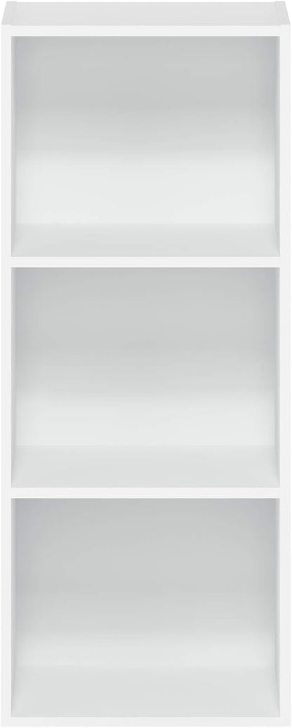 Furinno LUDER Book Shelf, 3-Cube Bookshelf, Bookcase, 9.3" x 12" x 31.5", for Living Room, Bedroom, Home Office, White
