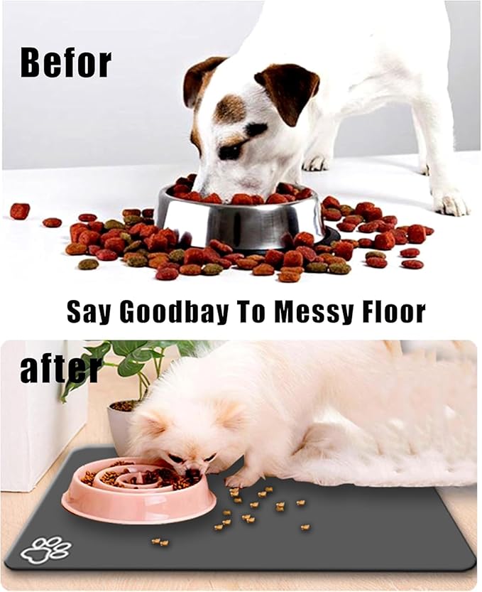 Large Boho Dog Cat Food Mats for Floors, Absorbent Dog Bowl Mat for Food and Water Dispenser Mat, Quick Dry Pet Supplies (Vintage Orange, 36'' x 24'')-Mewly Pet