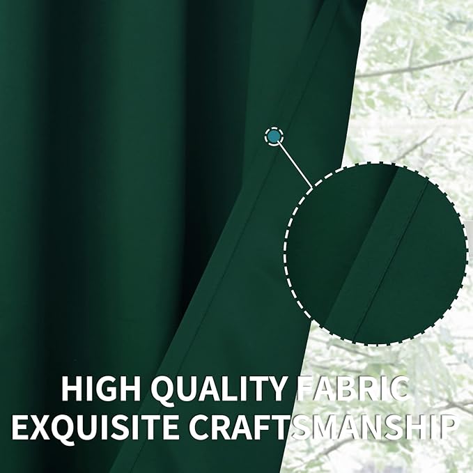 BGment Blackout Curtains for Bedroom - Grommet Thermal Insulated Room Darkening Drapes for Living Room, Set of 2 Panels (38 x 45 Inch, Emerald Green)