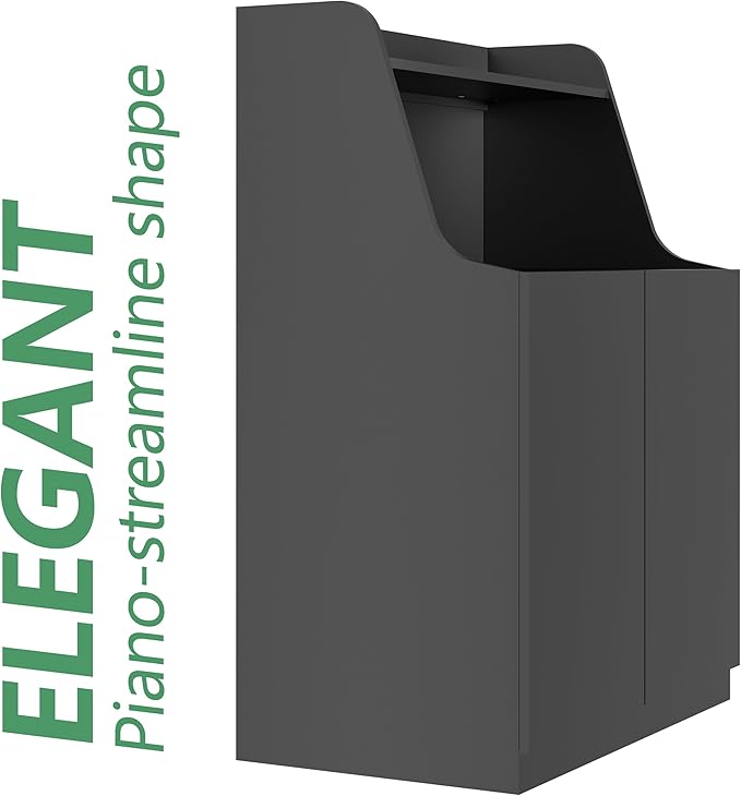 Large/Tall Litter Box Enclosure, Modern Wooden Litter Box Furniture for XL Litterbox with Open Shelf as Sideboard Cabinet (Black)-Mewly Pet