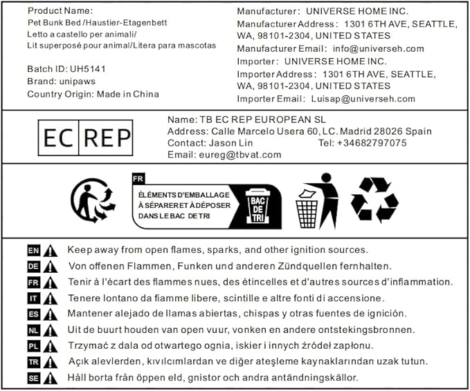 unipaws Pet Bunk Bed with Removable Step for Dogs and Cats, Multi-Level Bed Window Perch Seat Platform with Cushion and Cat Scratch Pad, Indoor Use-Mewly Pet