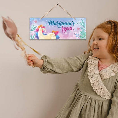 Custom Girl/Boy Name Sign, Personalized Children Room Decor Sign For Kids Bedroom, Castle Tent And Wall For Christmas Sign, 5x13 Inches, ACM, Made in USA