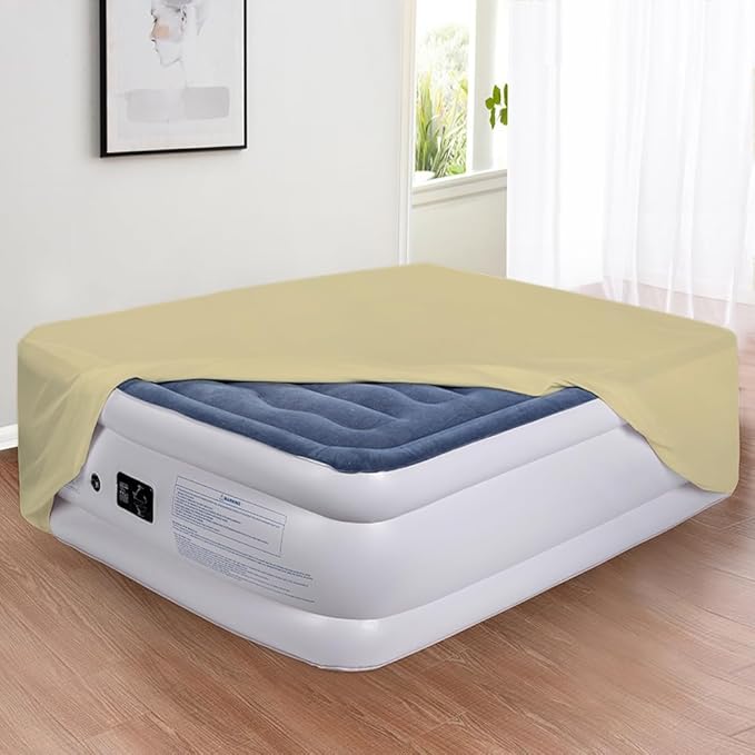 Bedecor Air Bed Sheets for Mattress Cover Removable Bed and Elastic Band Super Soft and Breathable & Deep up to 21" Beige Twin