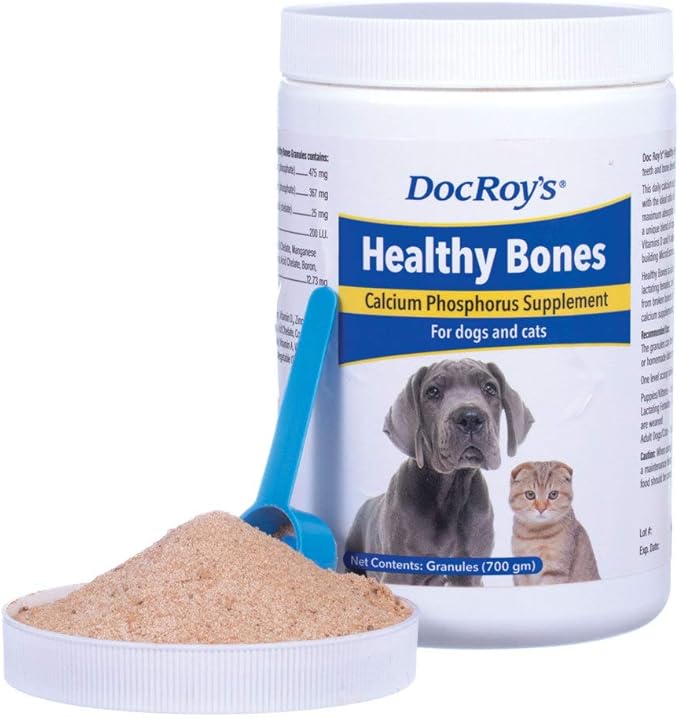 Revival Animal Health Doc Roy's Healthy Bones- Calcium Phosphorus Supplement- for Dogs & Cats- 700 gm Granules-Mewly Pet