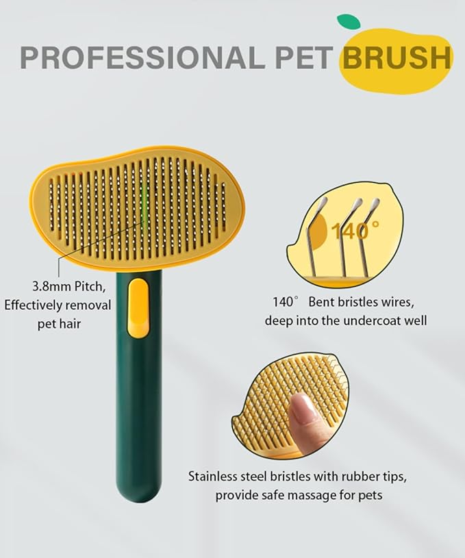 Self-Cleaning Dog & Cat Slicker Brush, Skin Friendly Deshedding Grooming Tool for Long or Short Haired Dogs Cats Rabbits, Dog Shedding Brush with Release Button - Mango-Mewly Pet