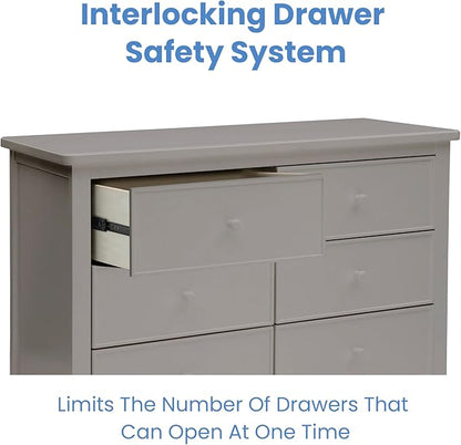 Delta Children Haven 6 Drawer Dresser with Interlocking Drawers - Greenguard Gold Certified, Grey
