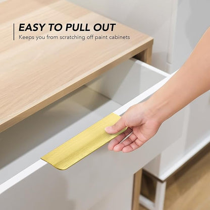 Ravinte Hardware 10 Pack Gold Cabinet Handles, 5 Inch (128mm) Finger Edge Pulls, 4 Inch Hole Center, Finger Pulls for Cabinets