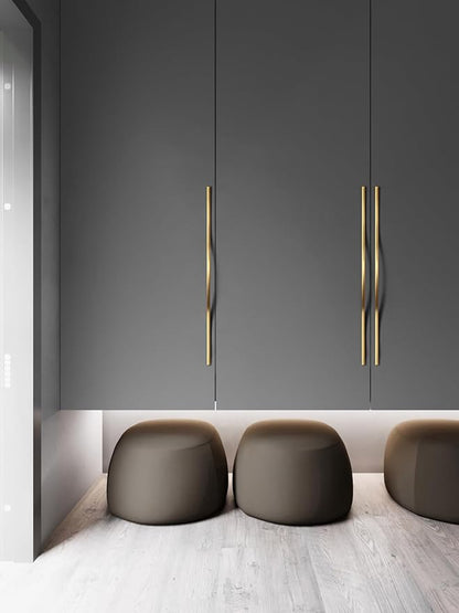 Goo-Ki Low Profile Champagne Bronze Cabinet Pulls, Double Hole Centers (17.6''/18.9'') Zinc Alloy Handle for Drawer Cupboard Wardrobe,6 Packed