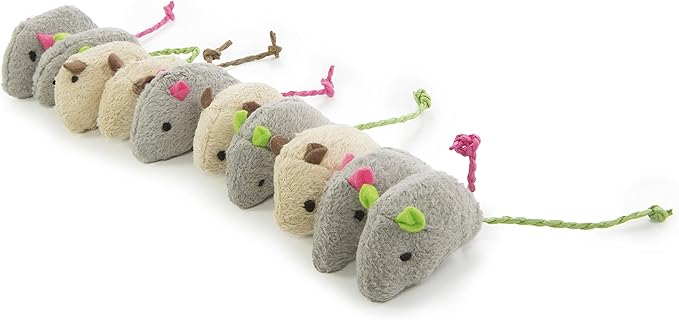 SmartyKat Skitter Critters Value Pack Catnip Cat Toys - Gray/Cream, Set of 10-Mewly Pet