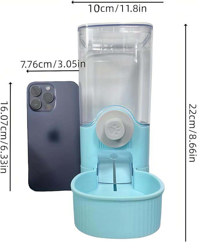GPY Automatic Hanging Gravity Pet Feeder and Water Dispenser Set ，Automatic Dog Feeder and Dog Water Dispenser for Dogs Cats Pets Animals Large Capacity (Blue Water Feeder&Food Feeder) (Blue)-Mewly Pet