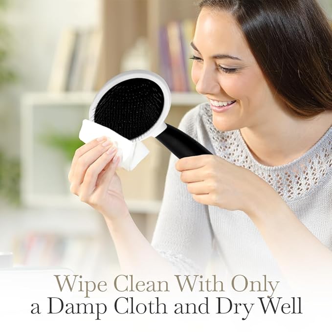 Fuller Brush Slicker Pet Brush - Angled Fine Steel Wires - Ergonomically Designed Rubberized Handle For Comfort & Control - Remove Shedding & Matted Hair - Tool For Grooming Dogs & Cat-Mewly Pet