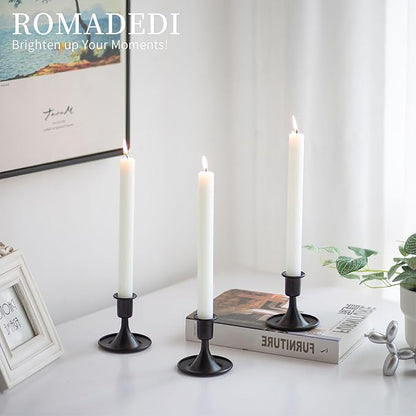 Black Candlestick Candle Holders for Taper ：6 PCS Romadedi Candle Stick Holder Set Vintage Table Centerpiece Halloween Decoration Wedding Christmas Fireplace Mantel Home Deocr