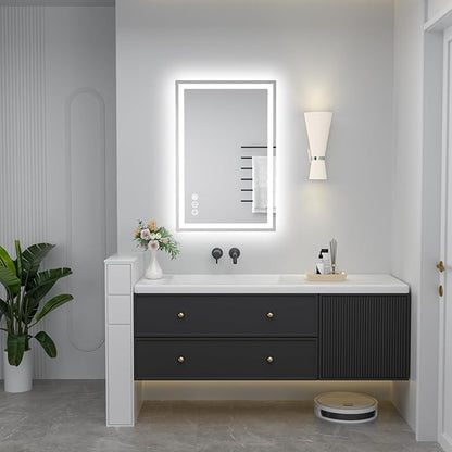 36"x 24" LED Bathroom Mirror with Lights, Anti-Fog, Dimmable, Backlit + Front Lit Smart Mirror, Lighted Bathroom Vanity Mirror for Wall, Shatter-Proof Tempered Glass(Horizontal/Vertical)