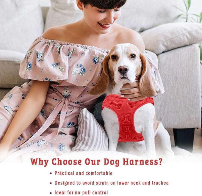 Comfort Fit Dog Harness No Pull No Escape Harness Adjustable Buckles Soft Padded Reflective Choke Step in Dog Vest with Easy Control Handle for Small Medium Large Dogs & Puppies-Mewly Pet