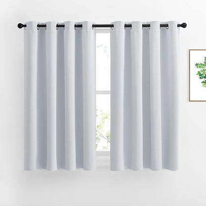 NICETOWN Room Darkening Curtains for Living Room - Window Treatment Thermal Insulated Grommet Darkening Panels/Drapes for Bedroom (Light Grey=Greyish White, 2 Panels, 52 by 45)