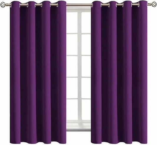 BGment Blackout Curtains - Grommet Thermal Insulated Room Darkening Bedroom and Living Room Curtain, Set of 2 Panels (52 x 63 Inch, Royal Purple)