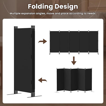 JAXPETY Room Divider 5 Panel Privacy Screen Wall Dividers for Room Separation Flexible Partition Folding Portable Room Partition for Office 145" W x 73" H, Black