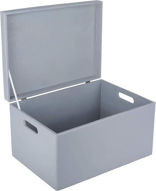 Large Gray Wooden Box Storage with Hinged Lid | 15.8 x 11.8 x 9.44 inches (+-0.5) | Gift Box Storage Document | Wood Keepsake Chest Product NOT Intended for 15 Years OR Below