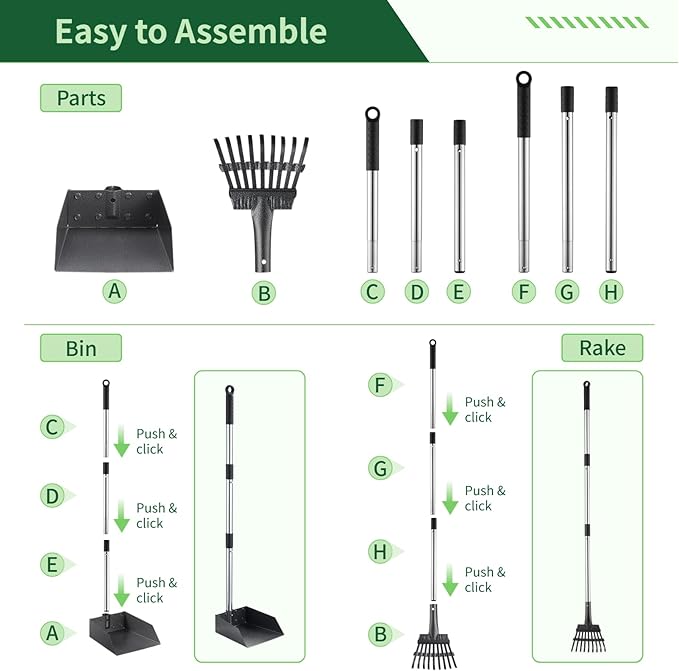 Dog Pooper Scooper, Dog Poop Trash Can Set with Removable Inner Bucket, Long Handle Rake, 150 Waste Bags, Easy Pick Up Poop Scooper, 20L Dog Poop Trash Bin for Small/Large Dog Families-Mewly Pet