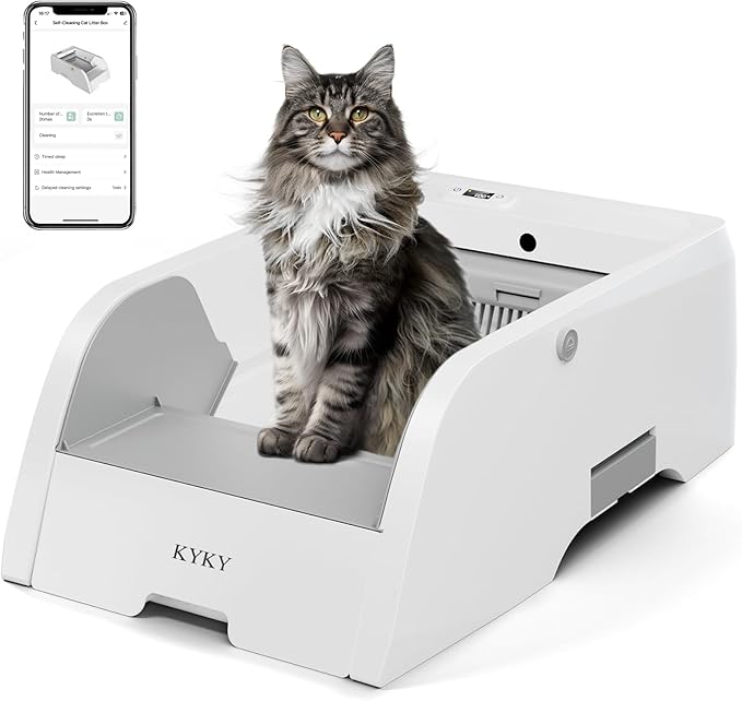 S6 Self Cleaning Litter Box, Upgraded Automatic Cat Litter Box Self Cleaning That Can Use Clumping Cat Litter, Open Design with Cats Taking to It Immediately, Anti Pinch and Odorless-Mewly Pet