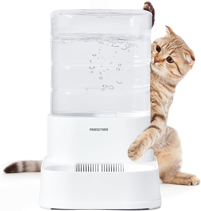 PAWGETHER® Gravity Automatic Pet Water Dispenser with 1 Filter for Cats and Small Dogs 1 Gallon/3.5L Auto Pet Waterer Dog Water Dispenser, Easy to Fill-Mewly Pet