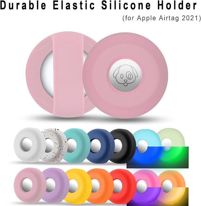 Airtag Holder for Dog Collar, Cibaabo Silicone Air Tag Case Cover Compatible with Apple Airtags for 0.8-1.2inch Cat Pet Collar Harness Loop-Mewly Pet