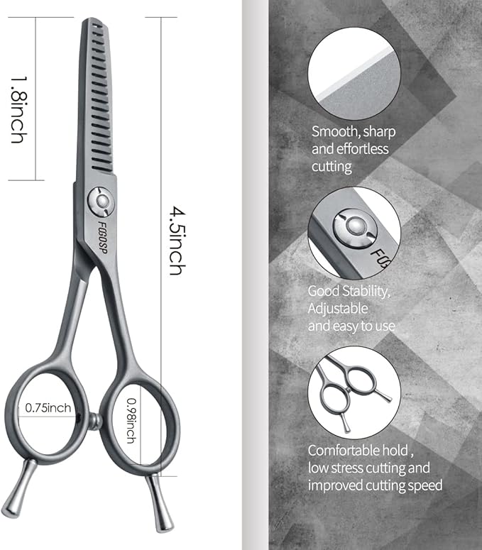 4.5" Thinning Shears for Dogs Grooming Face with Safety Round Tip for Small Dogs Face Paw Ears Trimmer Professional Small Cat Grooming Scissors (4.5" Blender, Gray)-Mewly Pet
