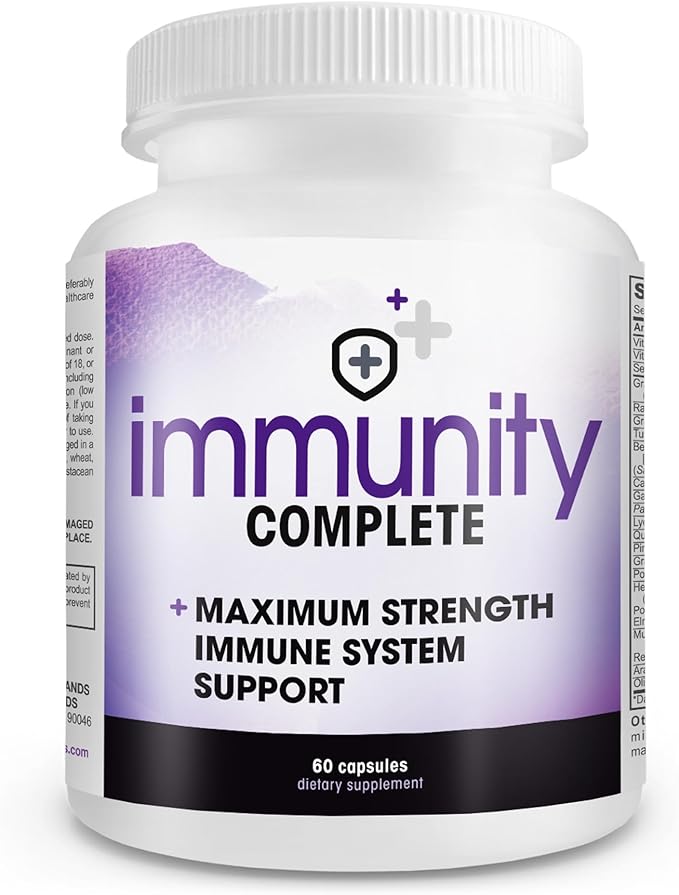 Immunity Complete - 20-in-1 Immune System Booster Formula with Cat's Claw, Quercetin, Vitamin C, and Olive Leaf Extract 60ct-Mewly Pet