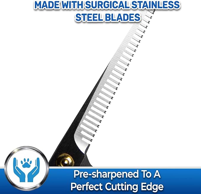 PET MAGASIN Dog Grooming Scissors Straight Thinning Yellow Stainless Steel Professional Grooming Shears for Dogs and Pets-Mewly Pet