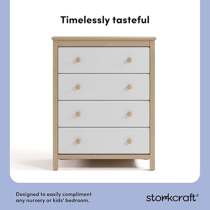 Storkcraft Alpine 4 Drawer Dresser (Driftwood and White) – GREENGUARD Gold Certified, Kids Storage Organizer, Modern 4 Drawer Chest for Bedroom, Must-Have Nursery Storage