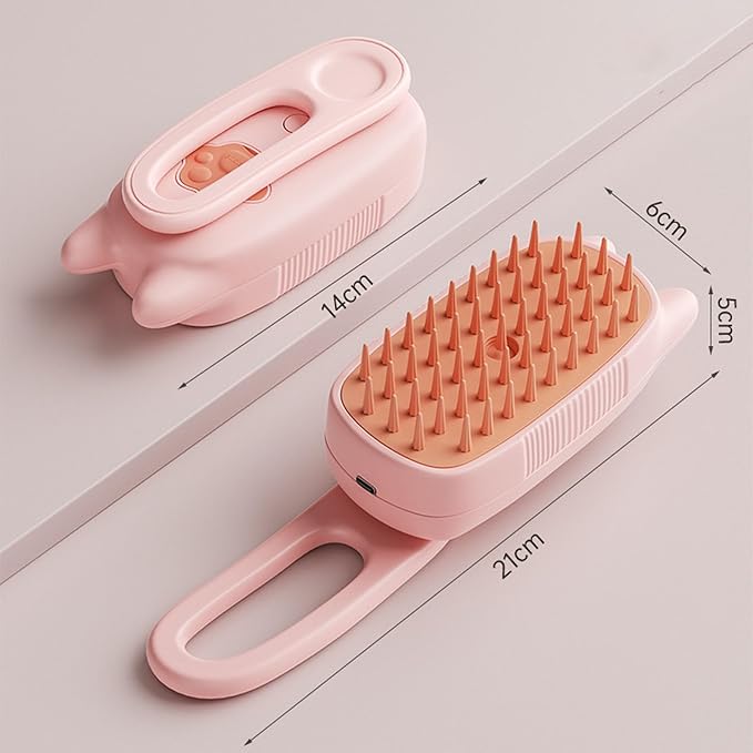 Pet Grooming Brushm,Cat Brush,3 In1 Spray Cat BrushSelf-Cleaning Wet Dog Comb with USB Rechargeable & Water Tank,Suitable for Dogs,Cats to Reduces Flying Hair (Pink)-Mewly Pet